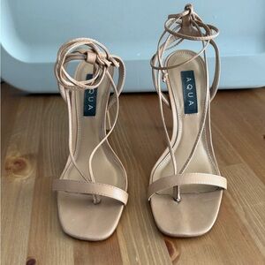 Aqua Beige/Nude Wrap-Ankle Stiletto Sandals